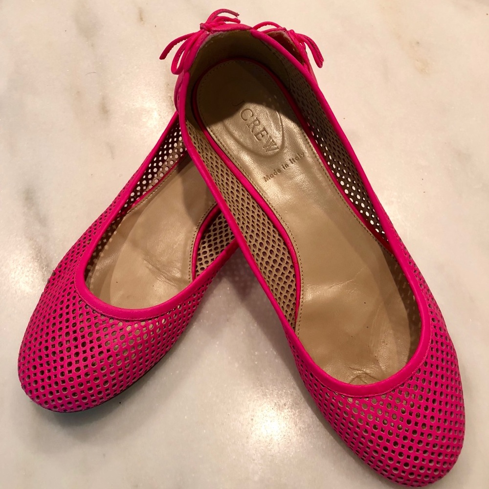 JCrew Trendy Neon Pink  Ballet Flats -Perforated